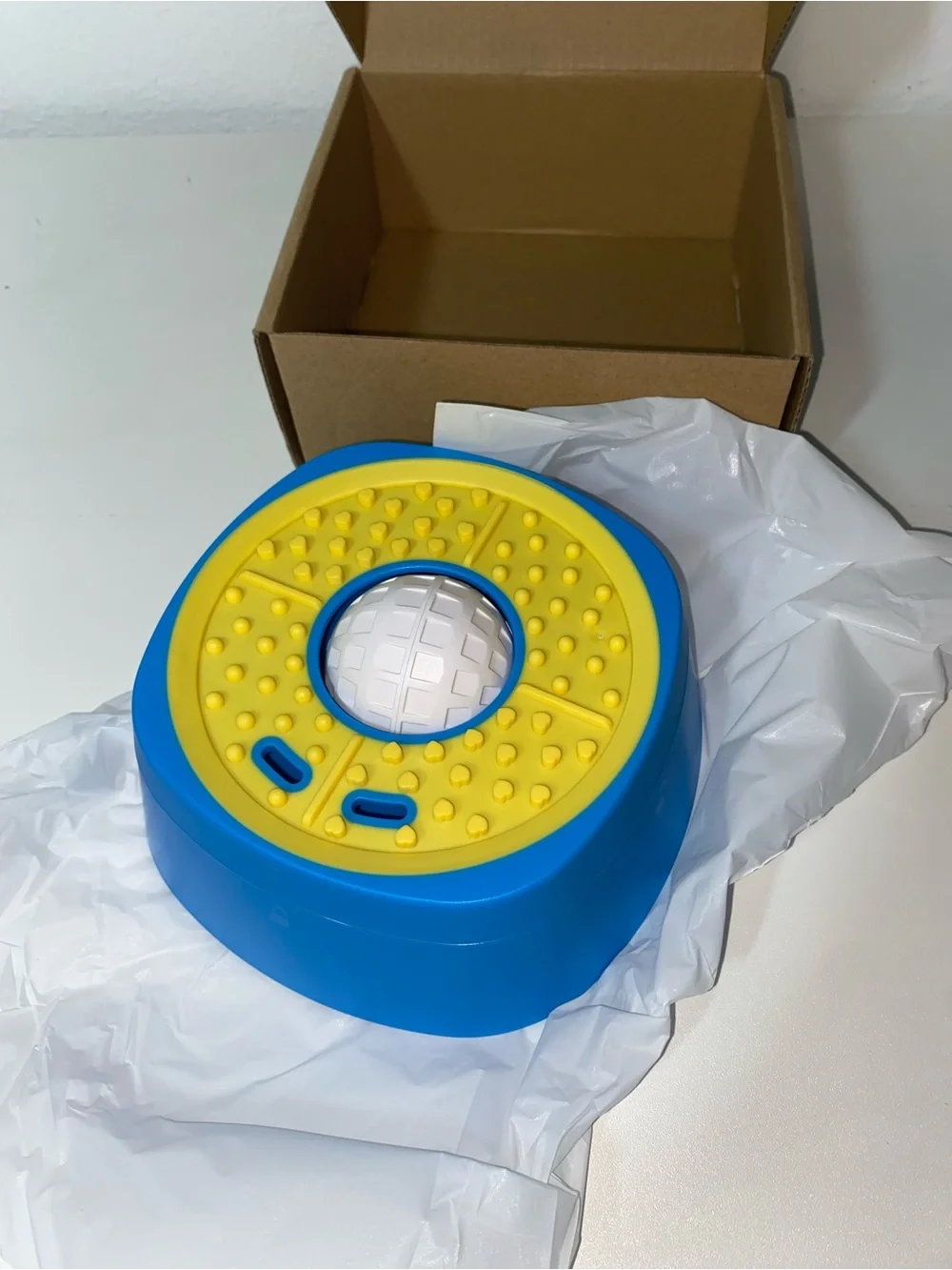 NEW Interactive Slow Feeder Dog Bowl w/ Rolling Lick Ball & Slow-Feed Tray